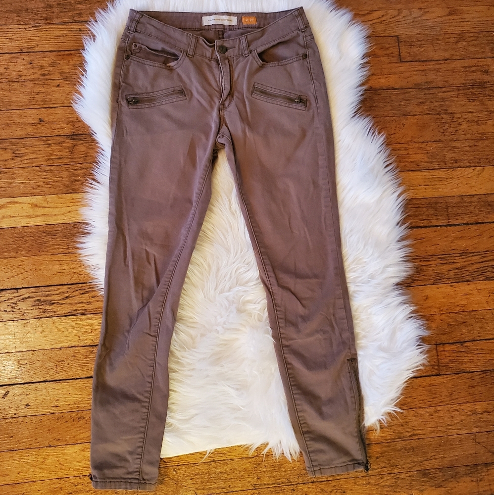 Anthropologie Pilcro Olive Skinny Leg Ankle Zip